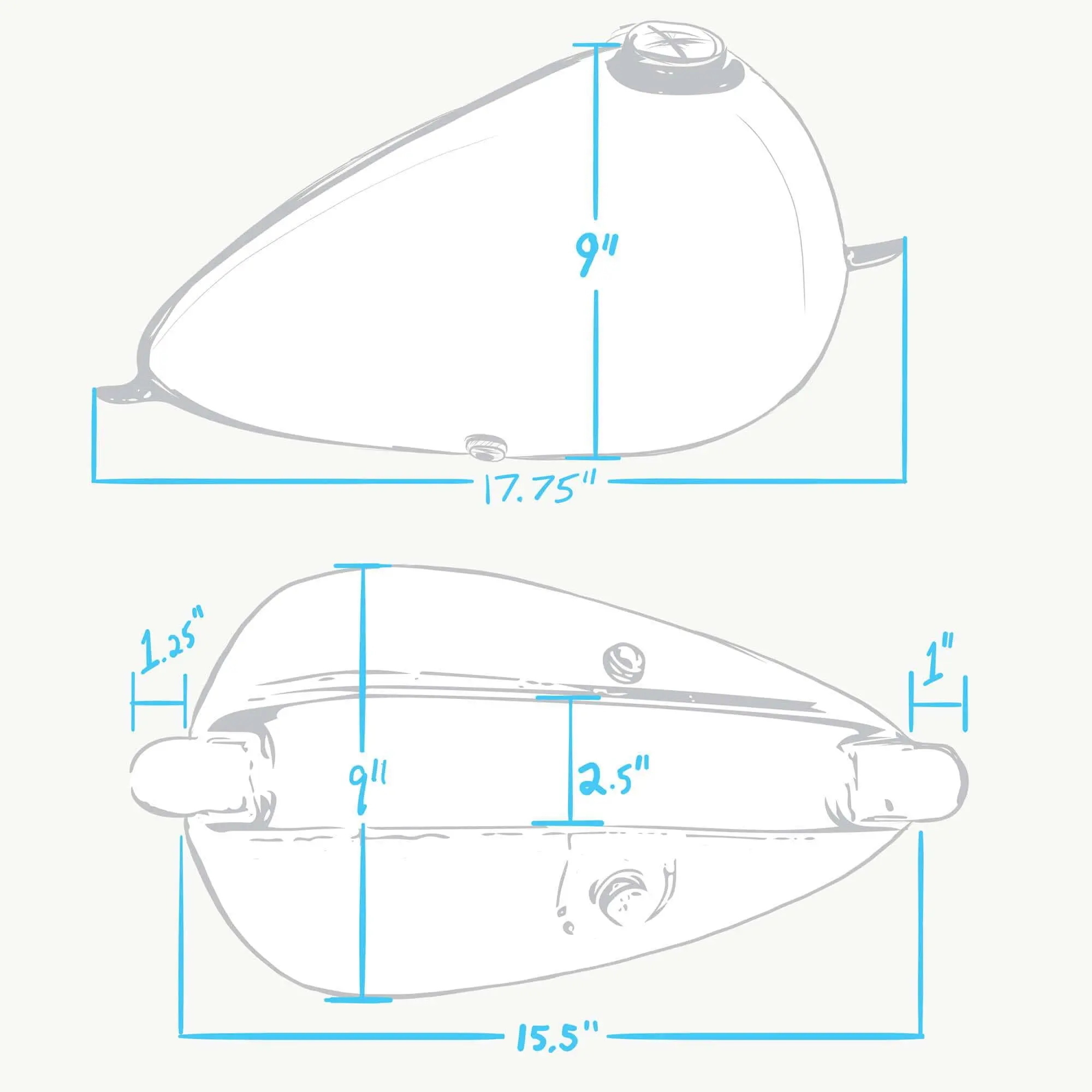 Cycle Standard Axed Chopper Motorcycle Gas Tank 2.2 Gallon - Image 3
