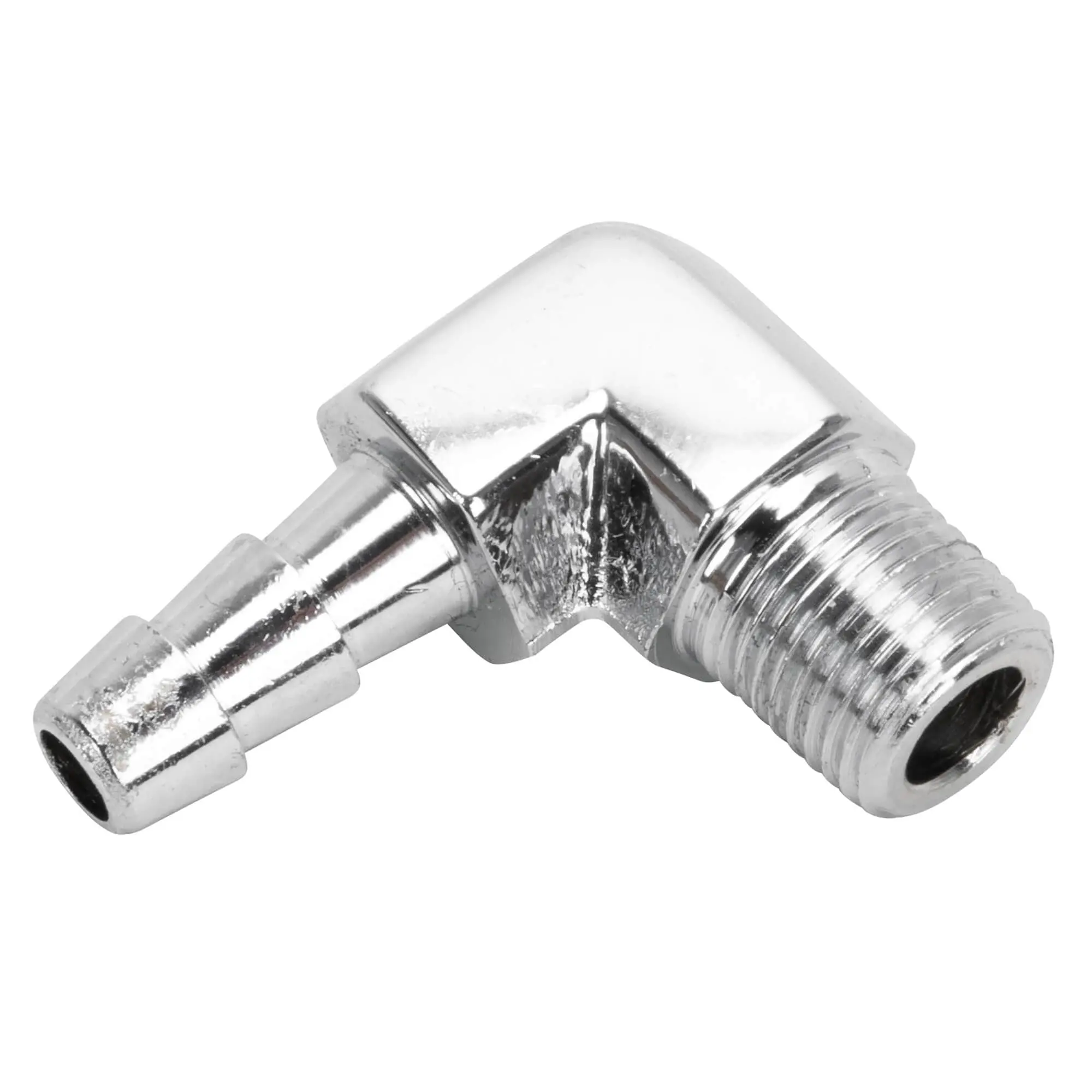 Cycle Standard 1/4 Inch Hose Barb 90 Elbow X 1/8 Inch NPT - Chrome