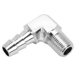 Cycle Standard 5/16 Inch Hose Barb 90 Elbow X 1/8 Inch NPT - Chrome