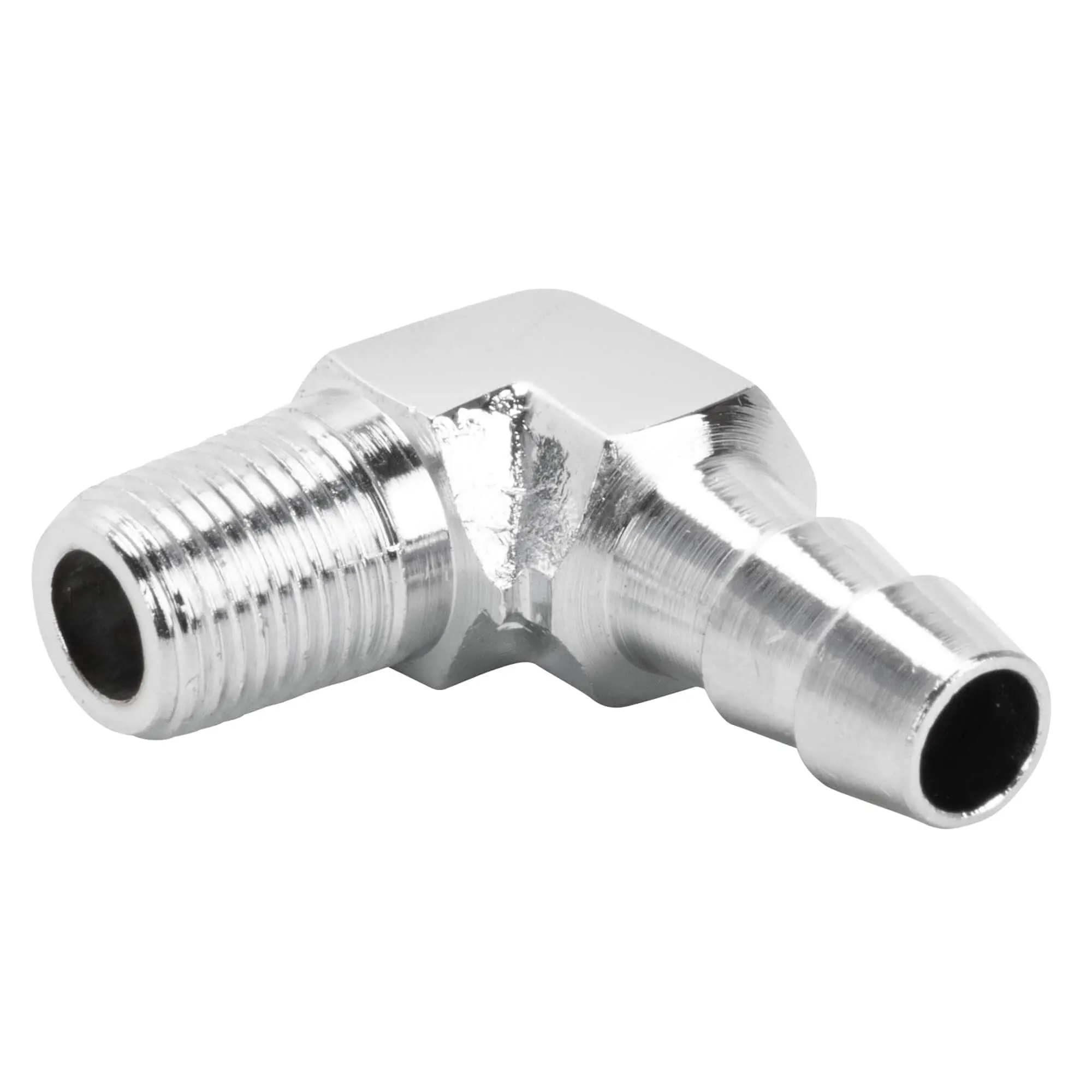 Cycle Standard 5/16 Inch Hose Barb 90 Elbow X 1/8 Inch NPT - Chrome - Image 2