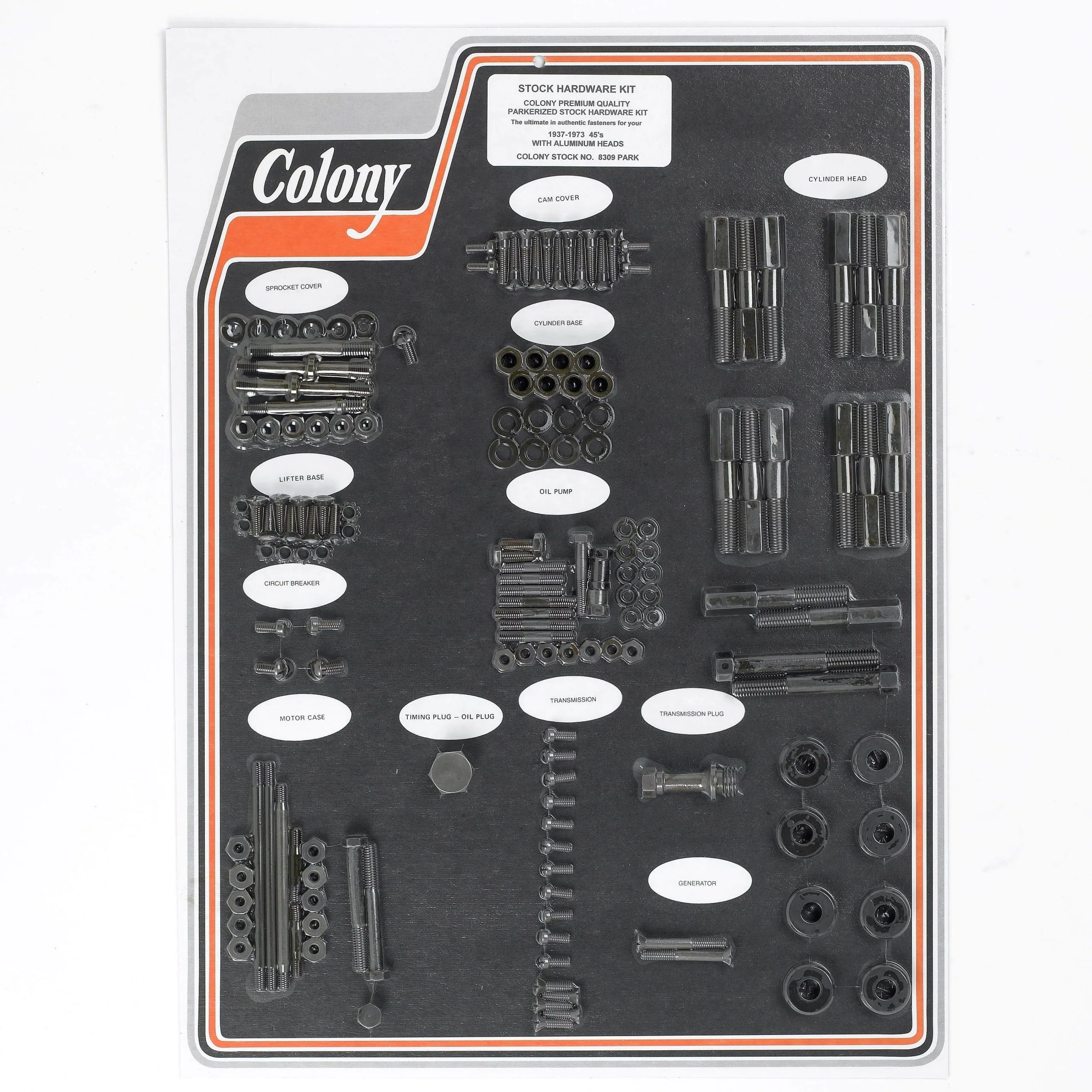 Colony #8309 PARK Complete Stock Hardware Kit - 1937 - 1973 45 With Aluminum Head - Cad Plated