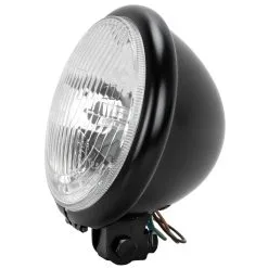 Cycle Standard 5-3/4 Inch Diameter Black Bottom Mount Halogen Headlight
