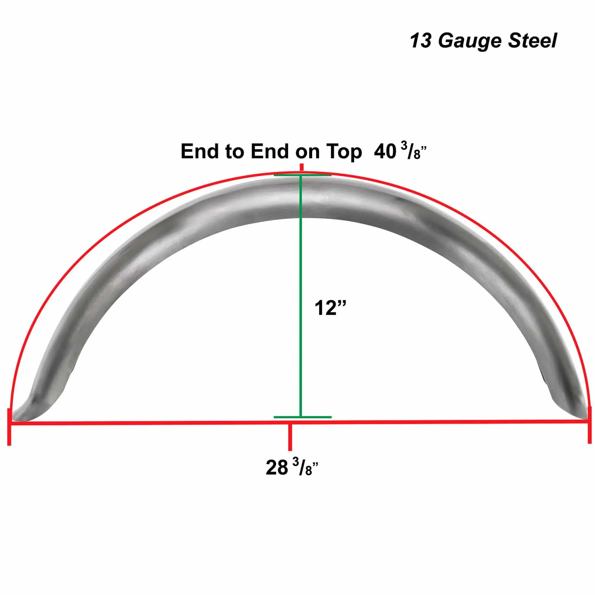 Lowbrow Customs Manta Ray Smooth Steel Fender 4-3/4 Inch Width - Image 7