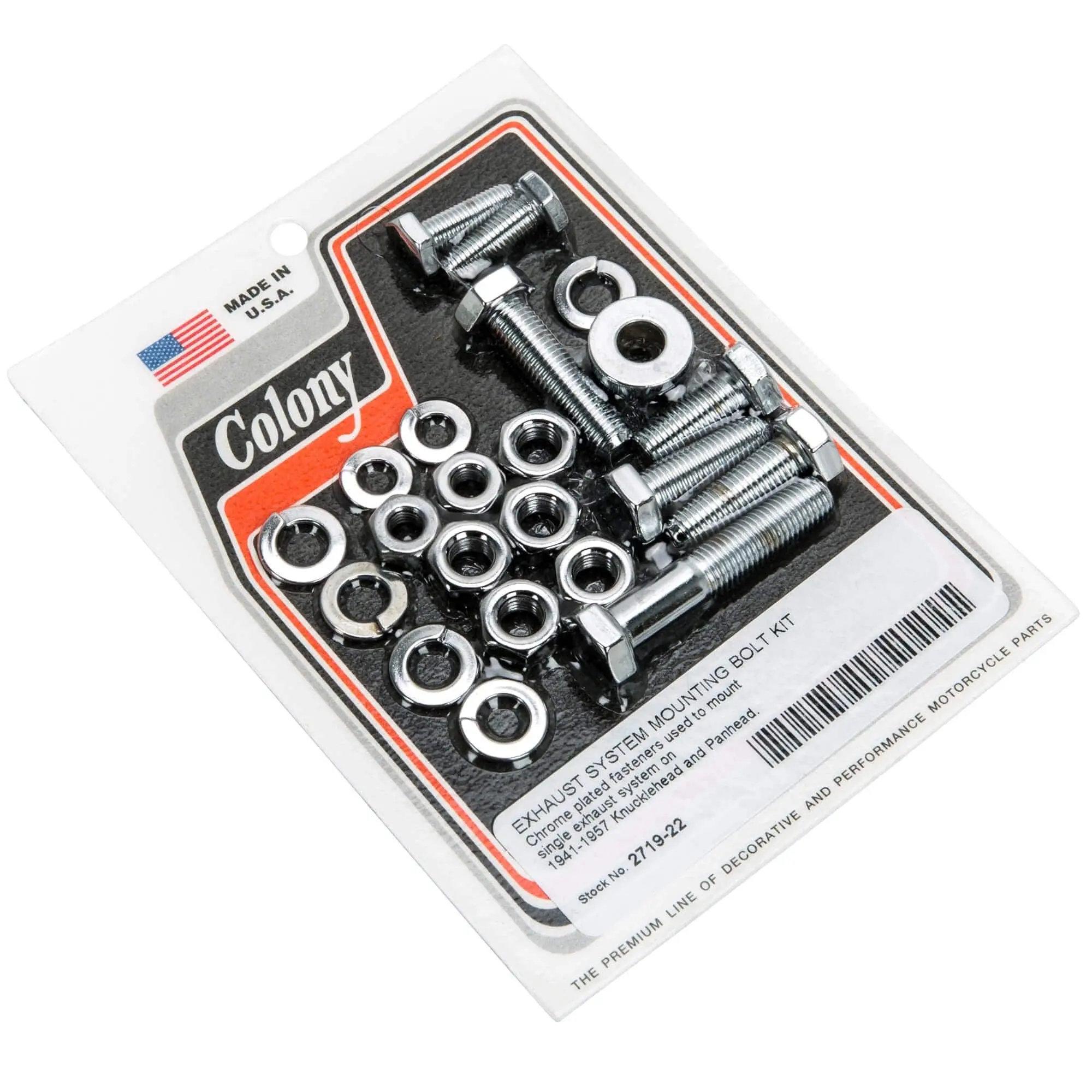 Colony #2719-22 Exhaust System Mounting Bolt Kit Chrome Harley Knucklehead Panhead 1941-57