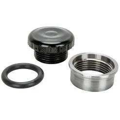Lowbrow Customs Cast Aluminum Knurled Gas / Oil Cap With Weld-In Steel Bung - Black
