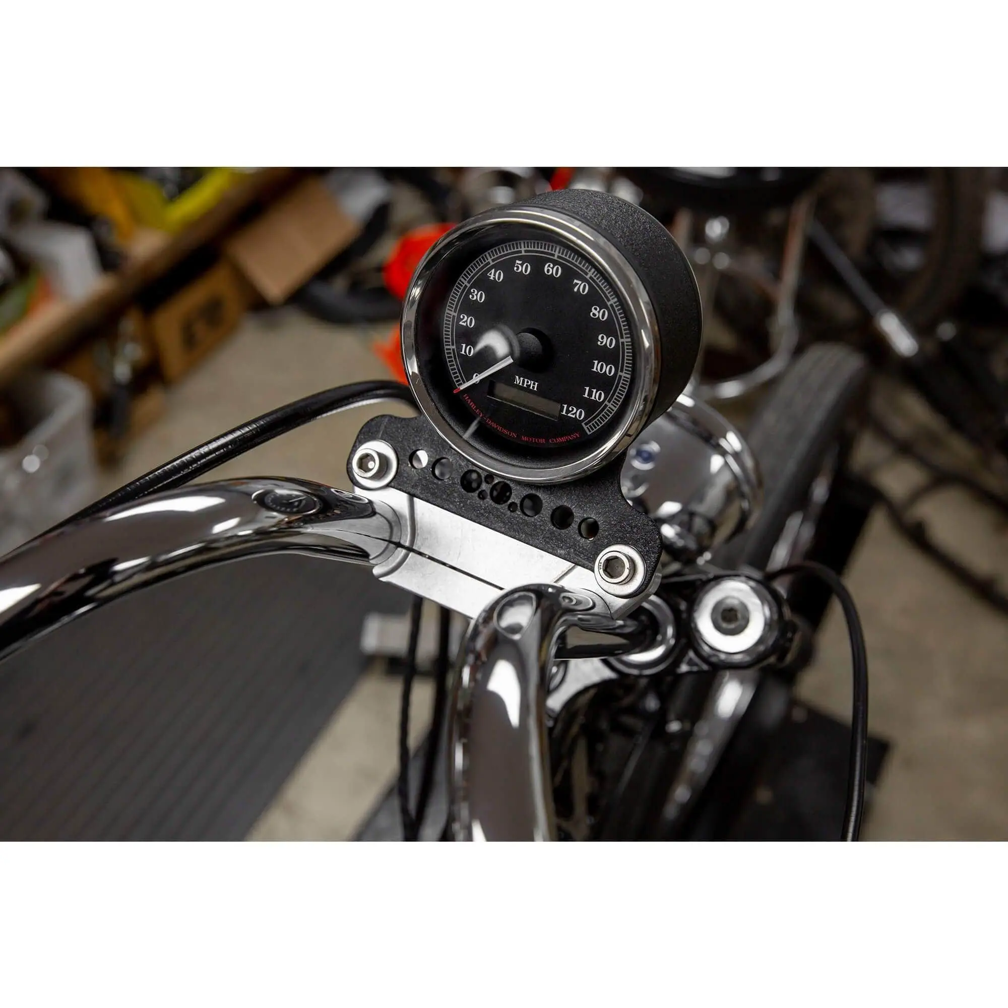 Lowbrow Customs Speedometer Gauge Riser Mount For 1.25 Inch T-Bar Handlebars - Black - Image 8