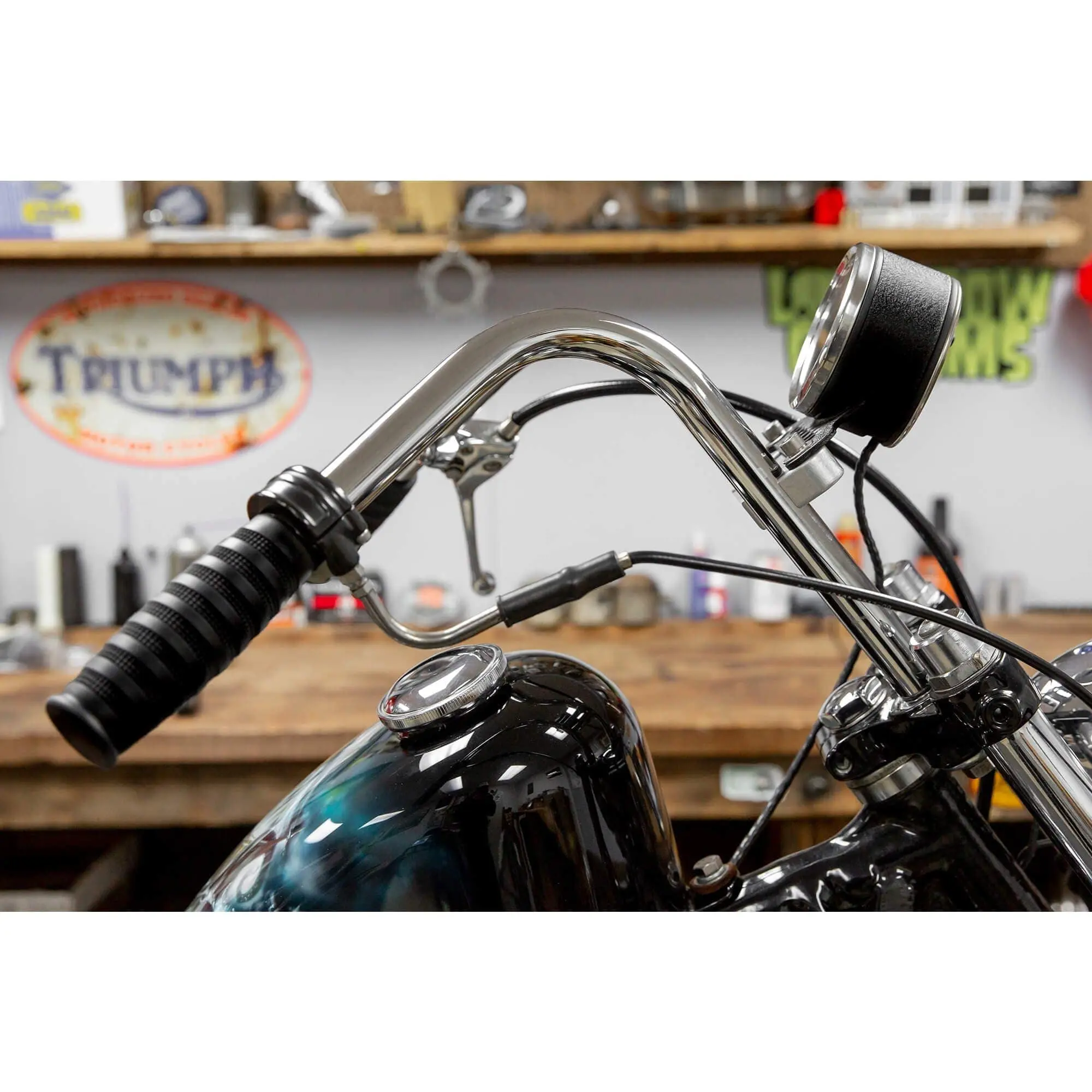 Lowbrow Customs Speedometer Gauge Riser Mount For 1.25 Inch T-Bar Handlebars - Black - Image 10