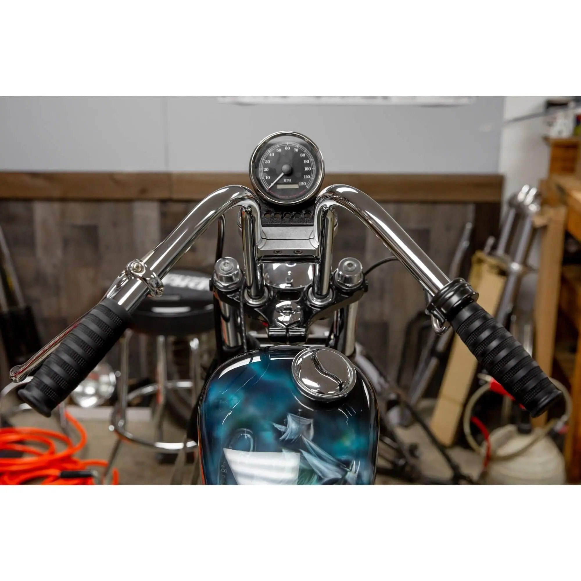 Lowbrow Customs Speedometer Gauge Riser Mount For 1.25 Inch T-Bar Handlebars - Black - Image 11