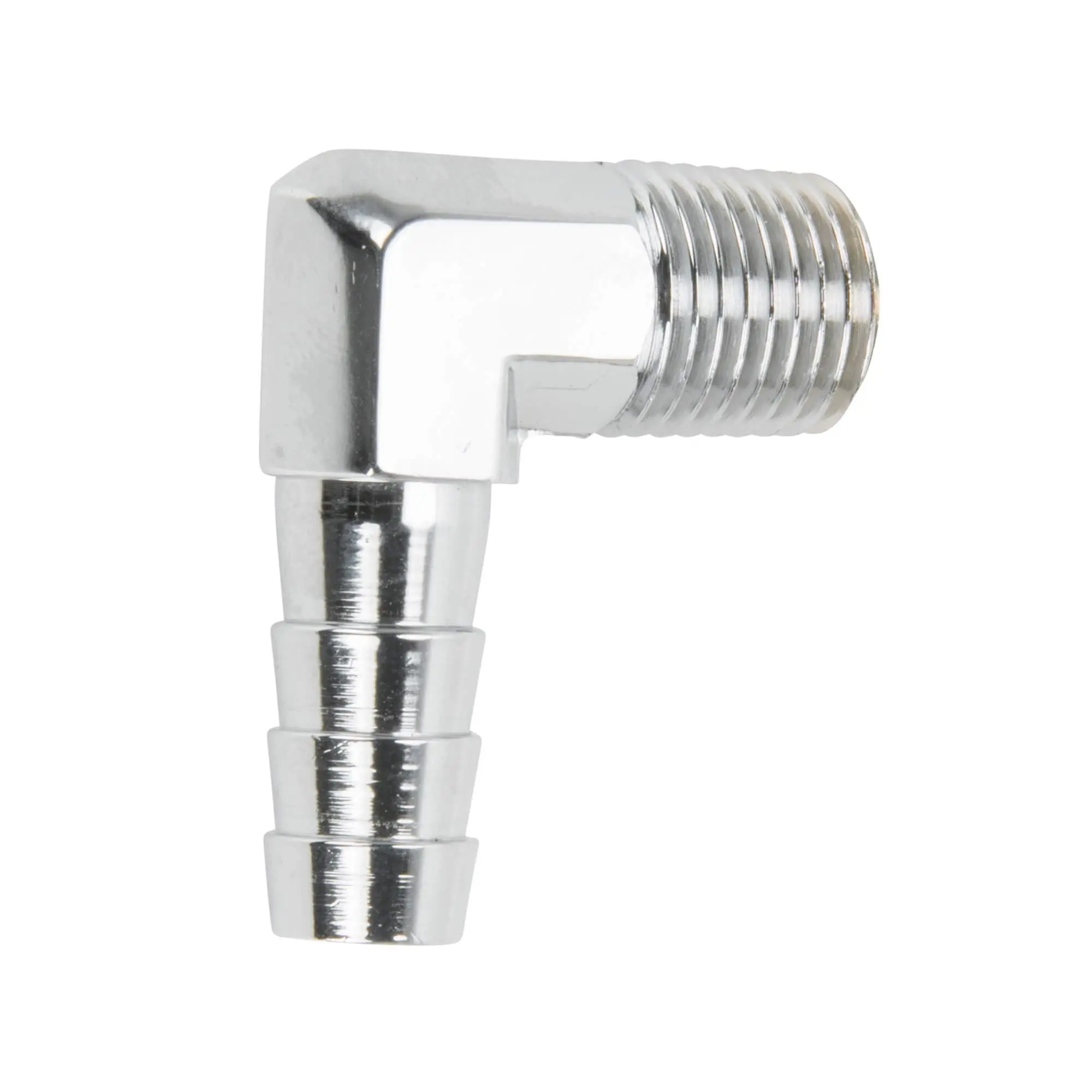 Cycle Standard 3/8 Inch Hose Barb 90 Elbow X 1/4 Inch NPT - Chrome - Image 2