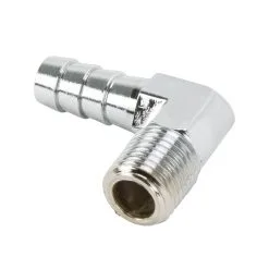 Cycle Standard 3/8 Inch Hose Barb 90 Elbow X 1/4 Inch NPT - Chrome