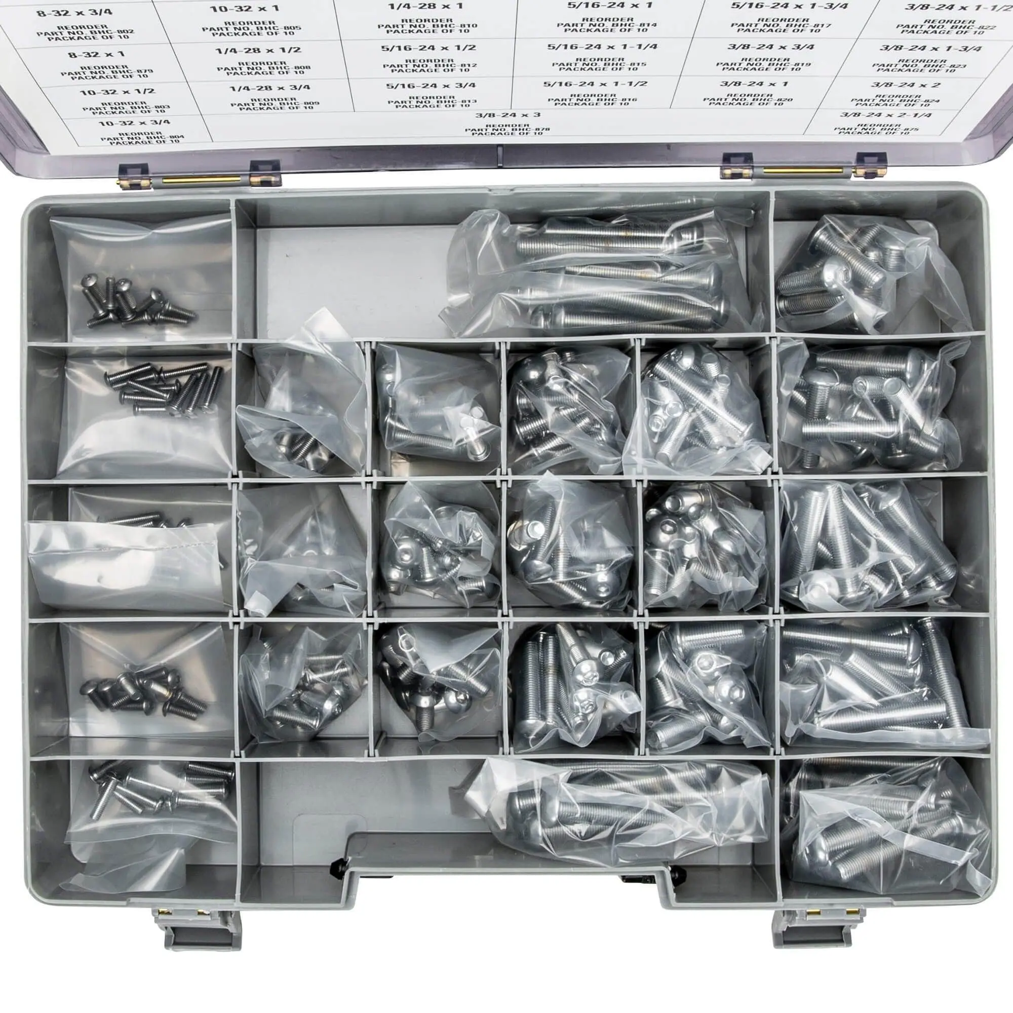 Colony Chrome Plated Button Head Socket Head Screw Assortment Tray-004 - Fine Thread - 240 Piece - Image 3