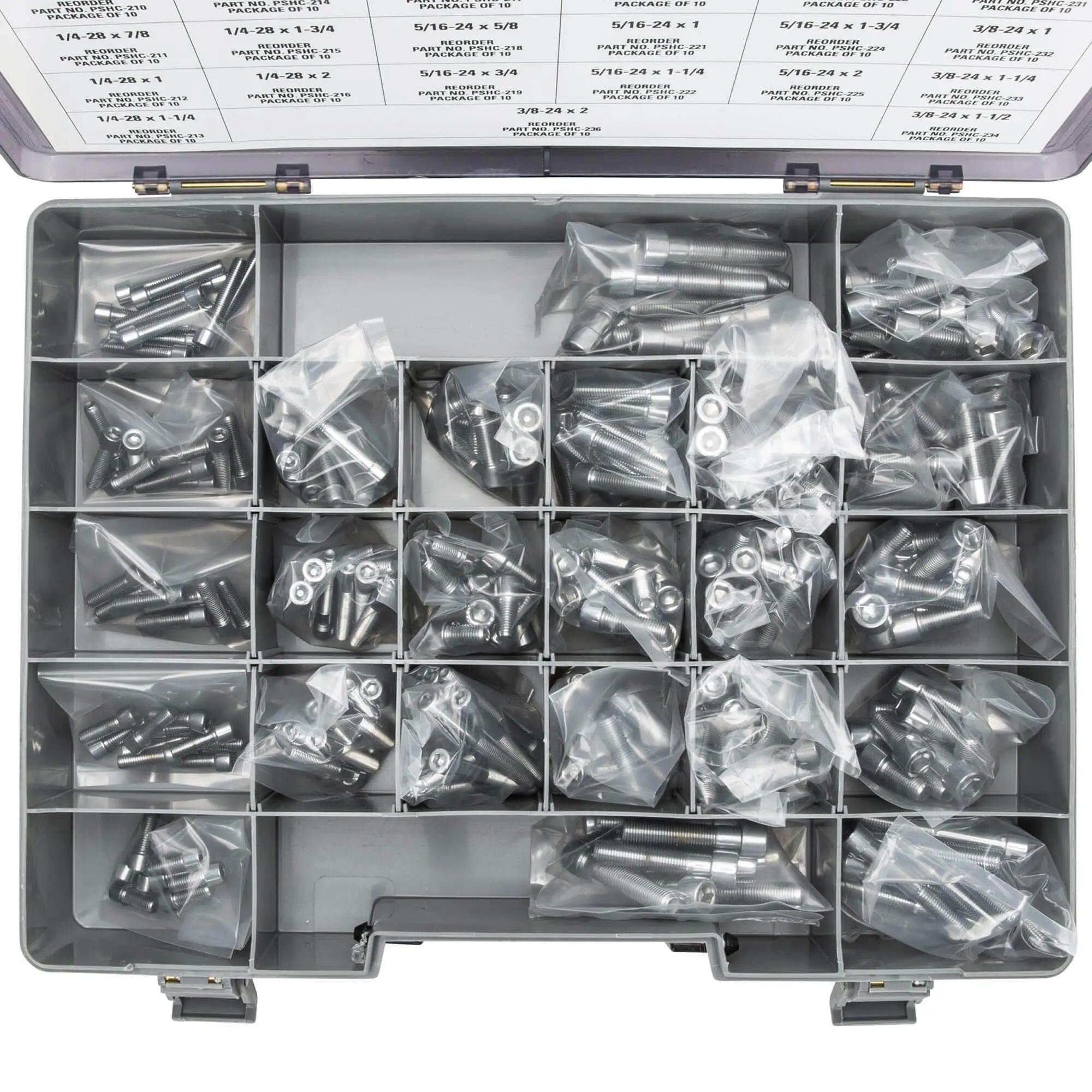 Colony Chrome Plated Smooth Head Socket Head Screw Assortment Tray-007 - Fine Thread - 240 Piece - Image 3