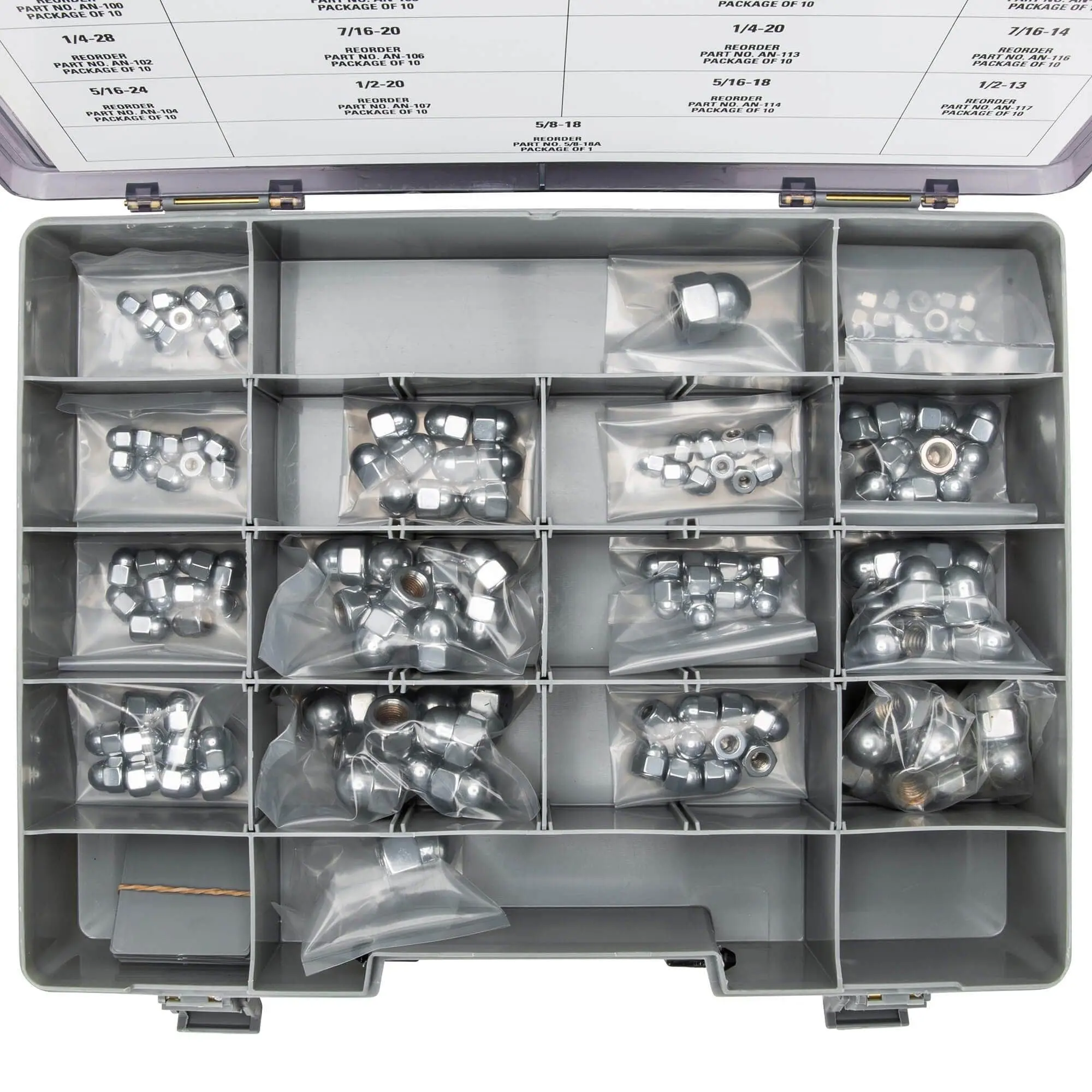 Colony Chrome Plated Acorn Nut Assortment Tray - 152 Piece - Image 3