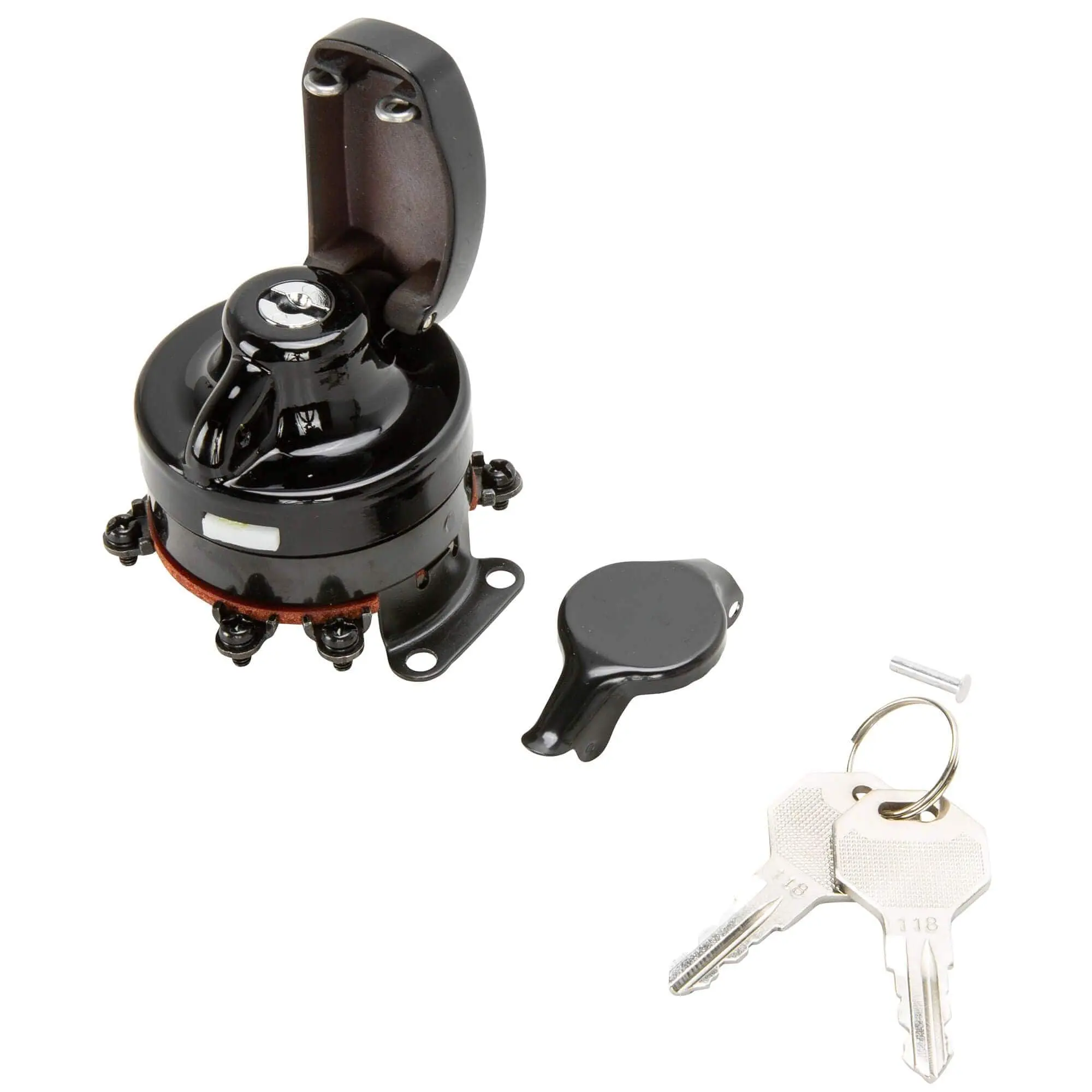 Cycle Standard 6 Post Ignition Key Switch Replaces Harley-Davidson OEM # 71501-73A - Black Bezel - Image 5