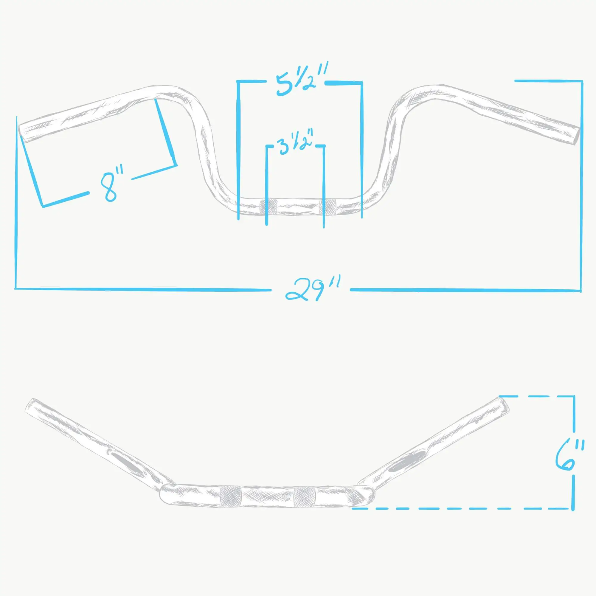 Cycle Standard Mini Ape Hanger Handlebars - 1 Inch - 8 Inch Rise - Chrome - Image 3
