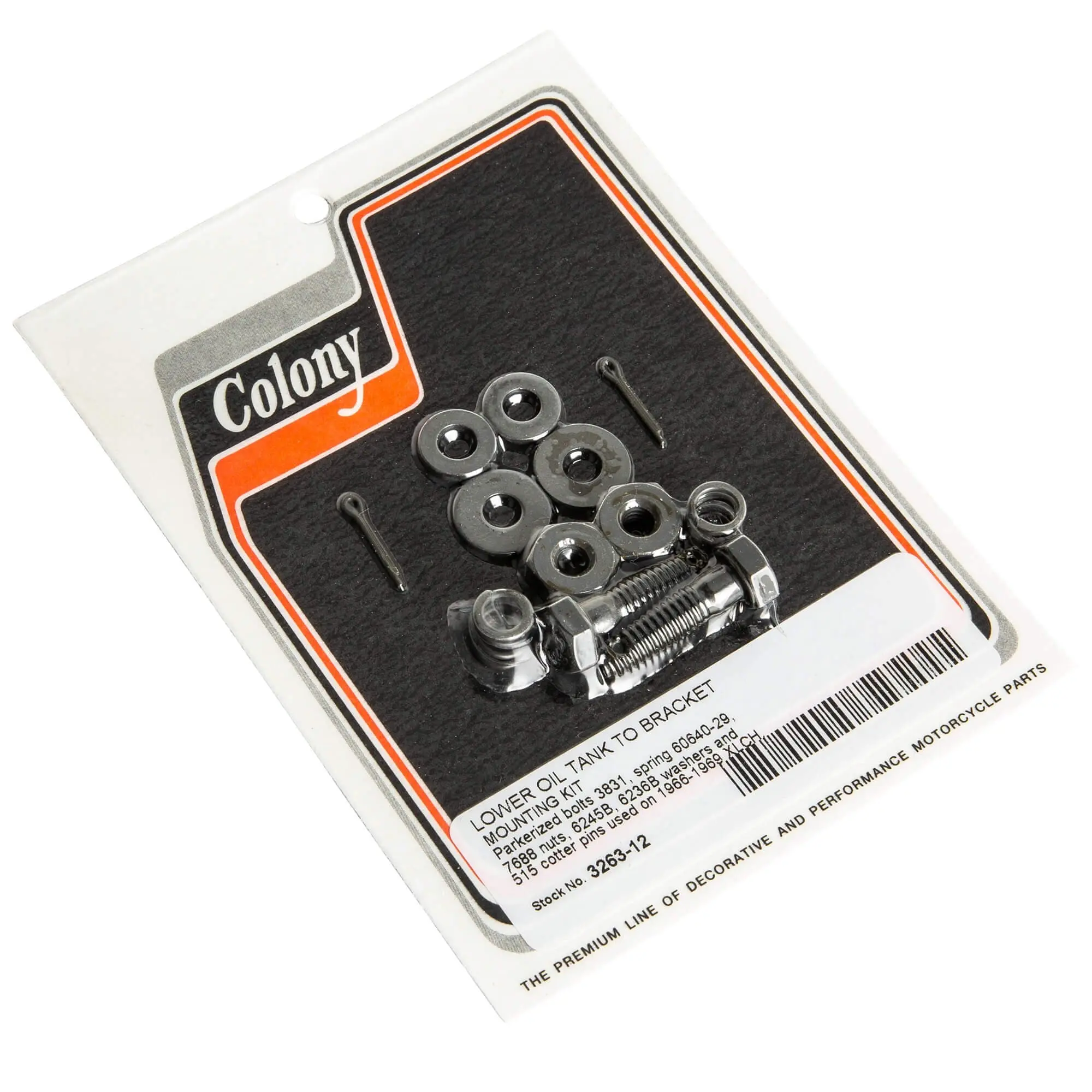 Colony 3263-12 Parkerized Lower Oil Tank To Bracket Mounting Kit 1966 - 1969 Harley-Davidson XLCH
