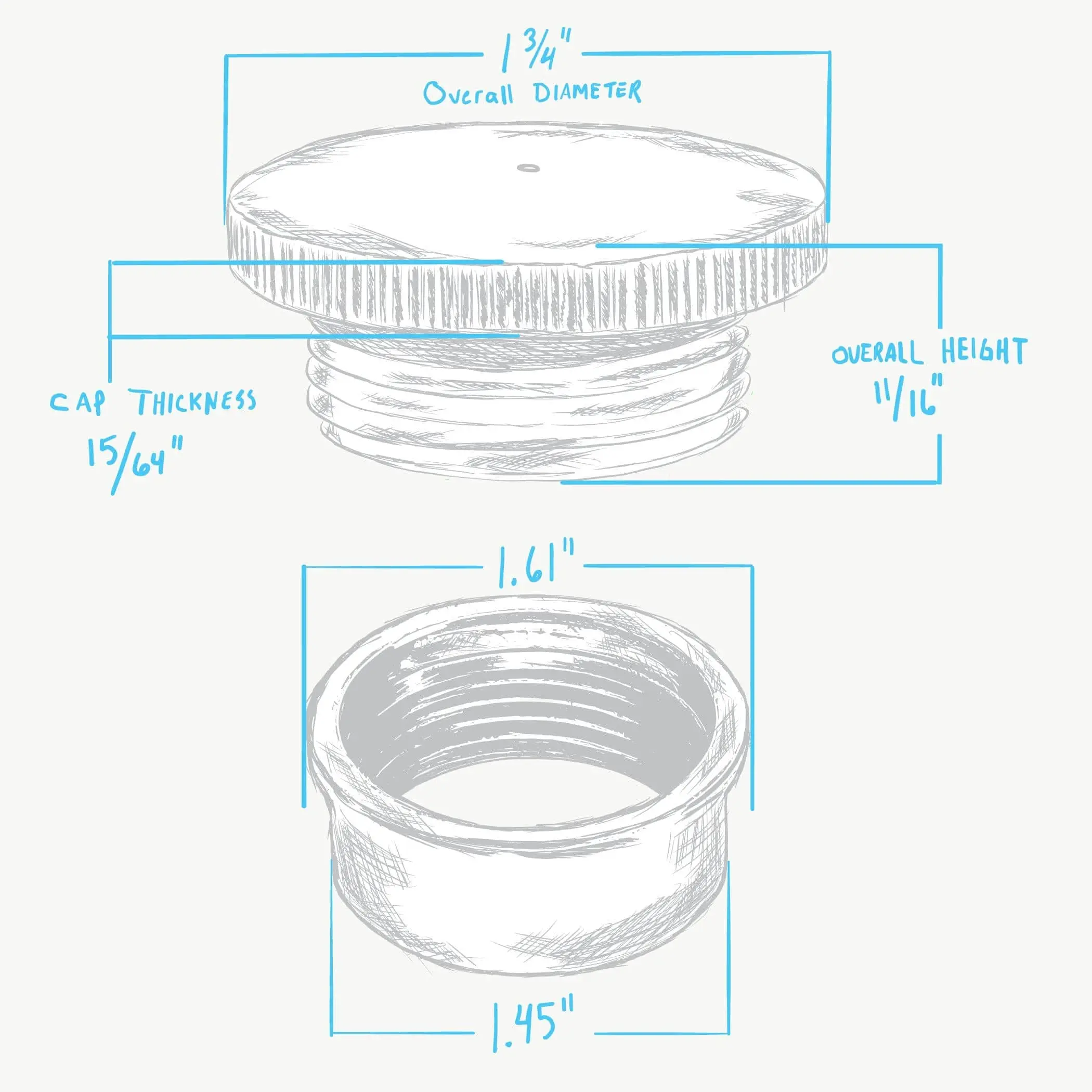 Lowbrow Customs Aluminum Gas Filler Cap With Weld-In Steel Bung - Vented - Image 3