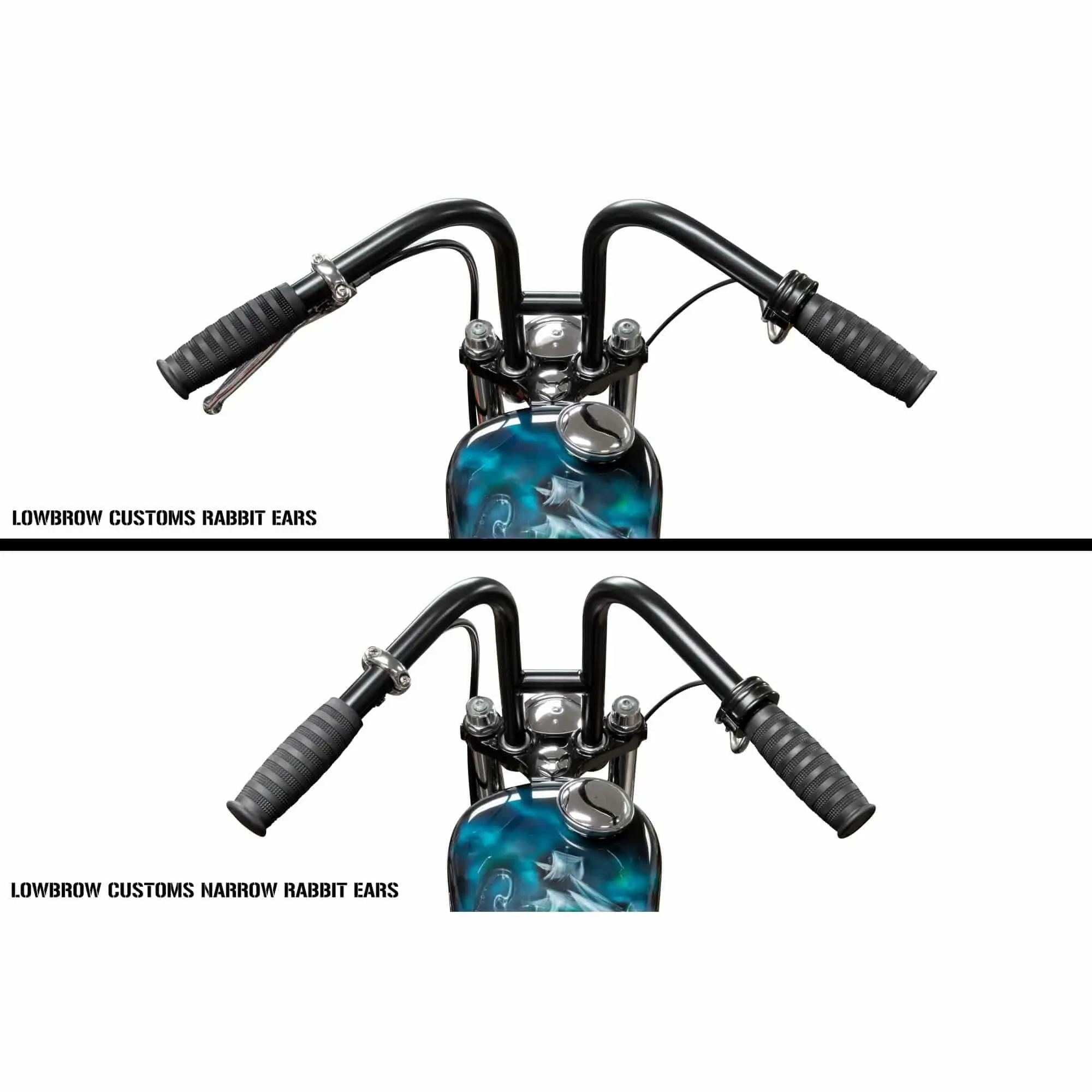 Lowbrow Customs Narrow Rabbit Ears Handlebars - 1 Inch - Black - Image 8