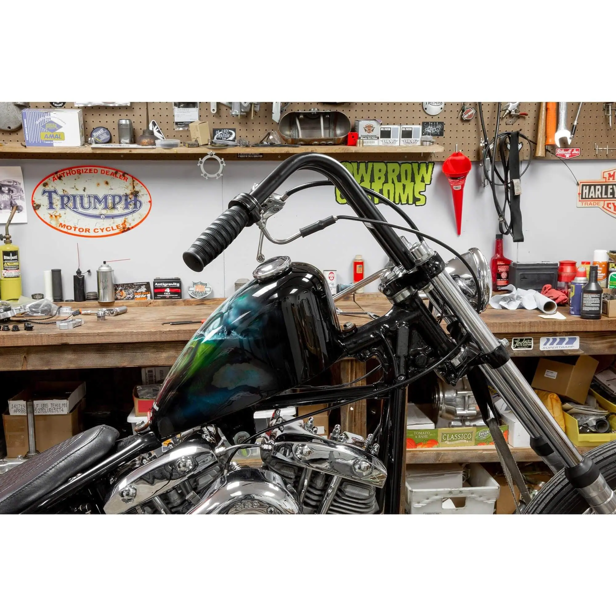 Lowbrow Customs Narrow Rabbit Ears Handlebars - 1 Inch - Black - Image 11