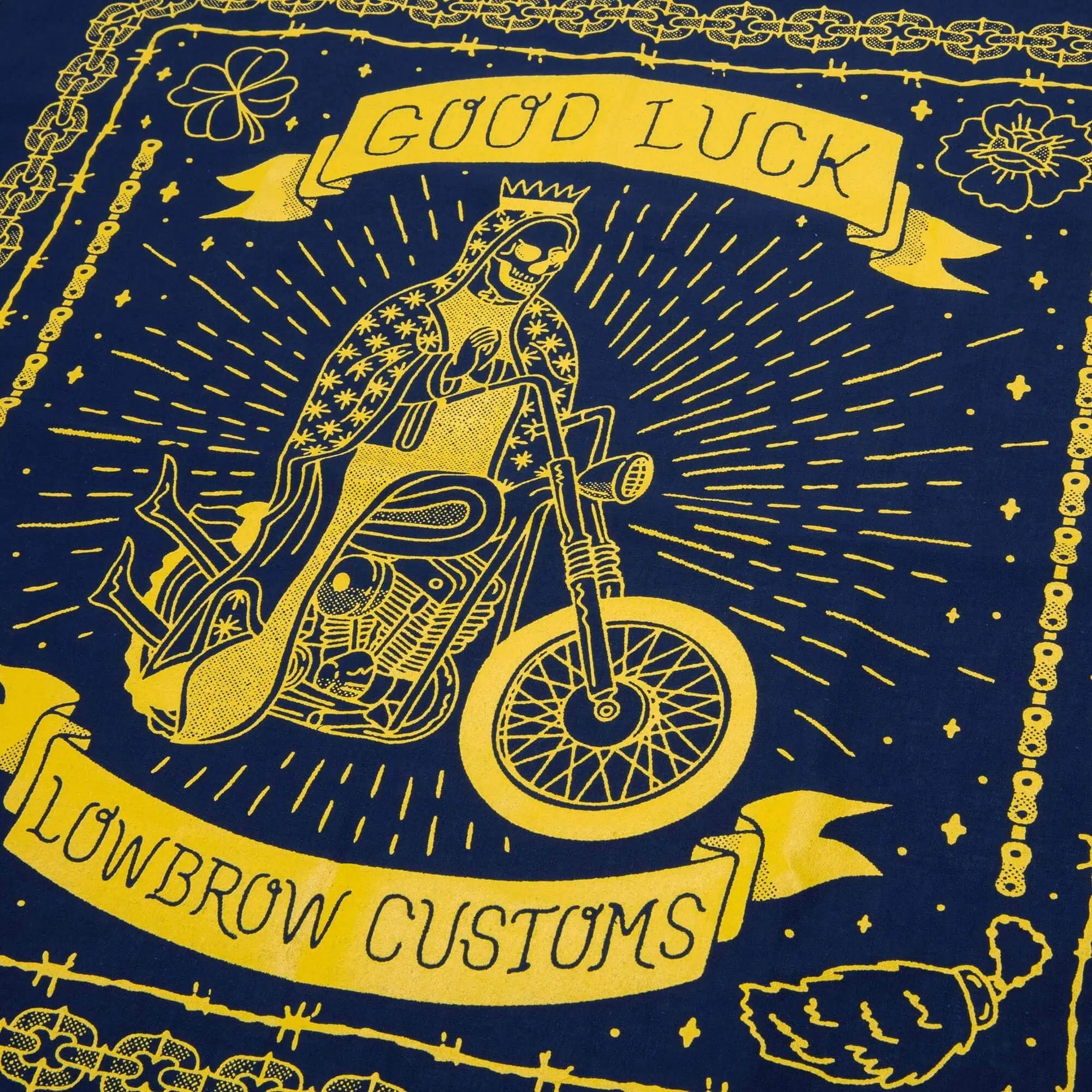 Lowbrow Customs Good Luck Bandanna - Made In The USA - Image 2