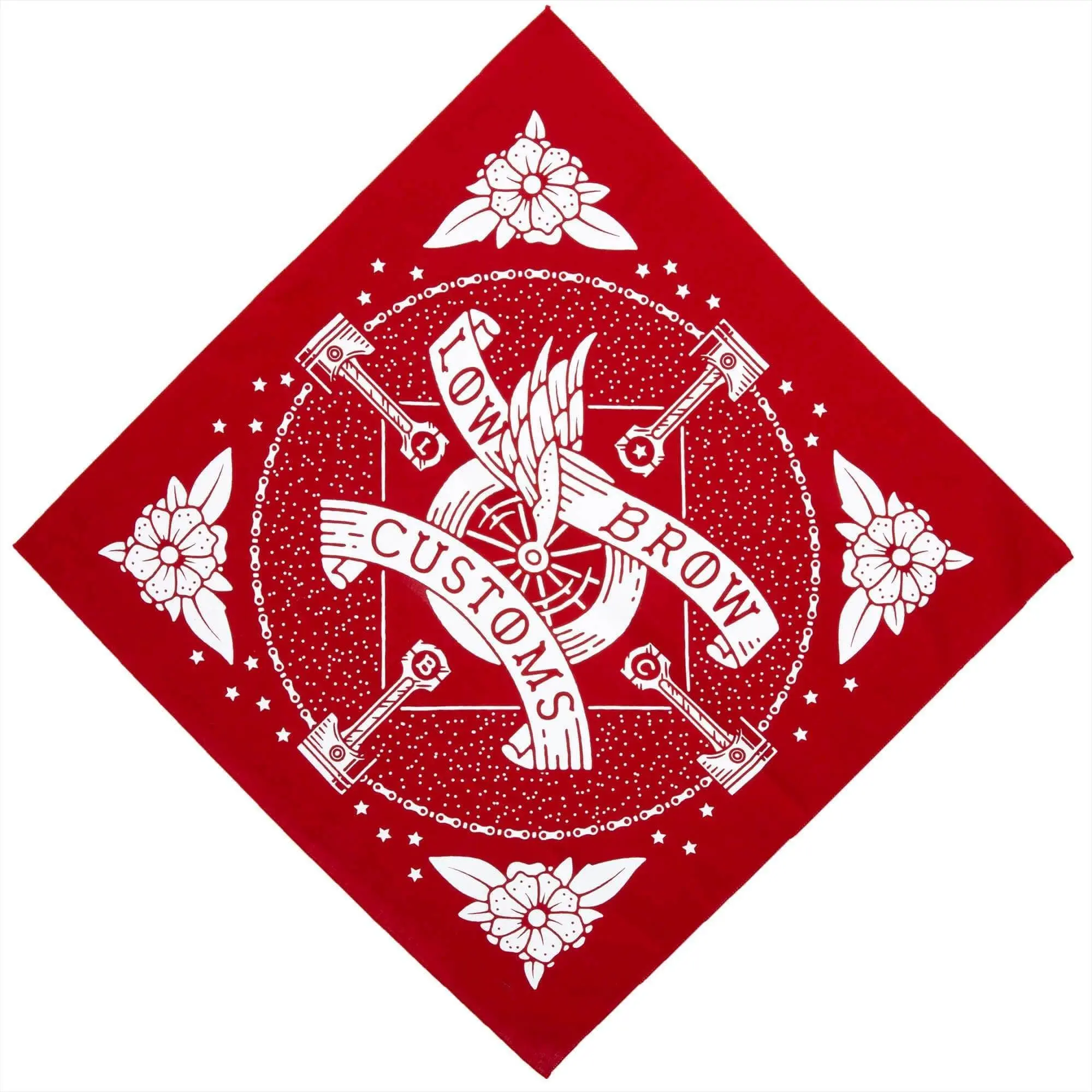 Lowbrow Customs Winged Wheel Banner Bandanna - Made In The USA - Image 3