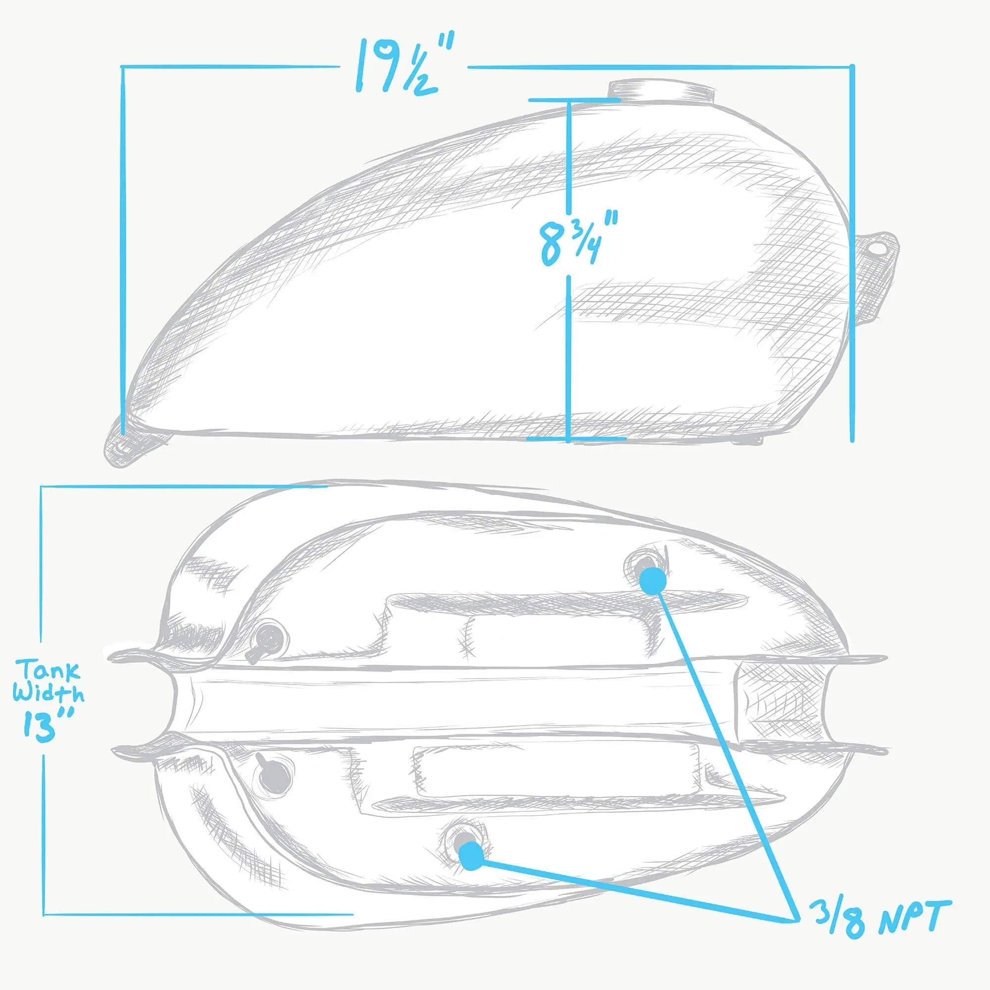 V-Twin Manufacturing Harley-Davidson Ironhead Sportster Stock Style Gas Tank OEM #61006-57 1952-78 - 3.5 Gallon - Image 3