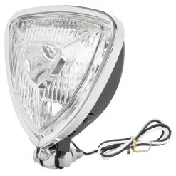 EMGO Aris Style Triangular Headlight - Black With Chrome Bezel