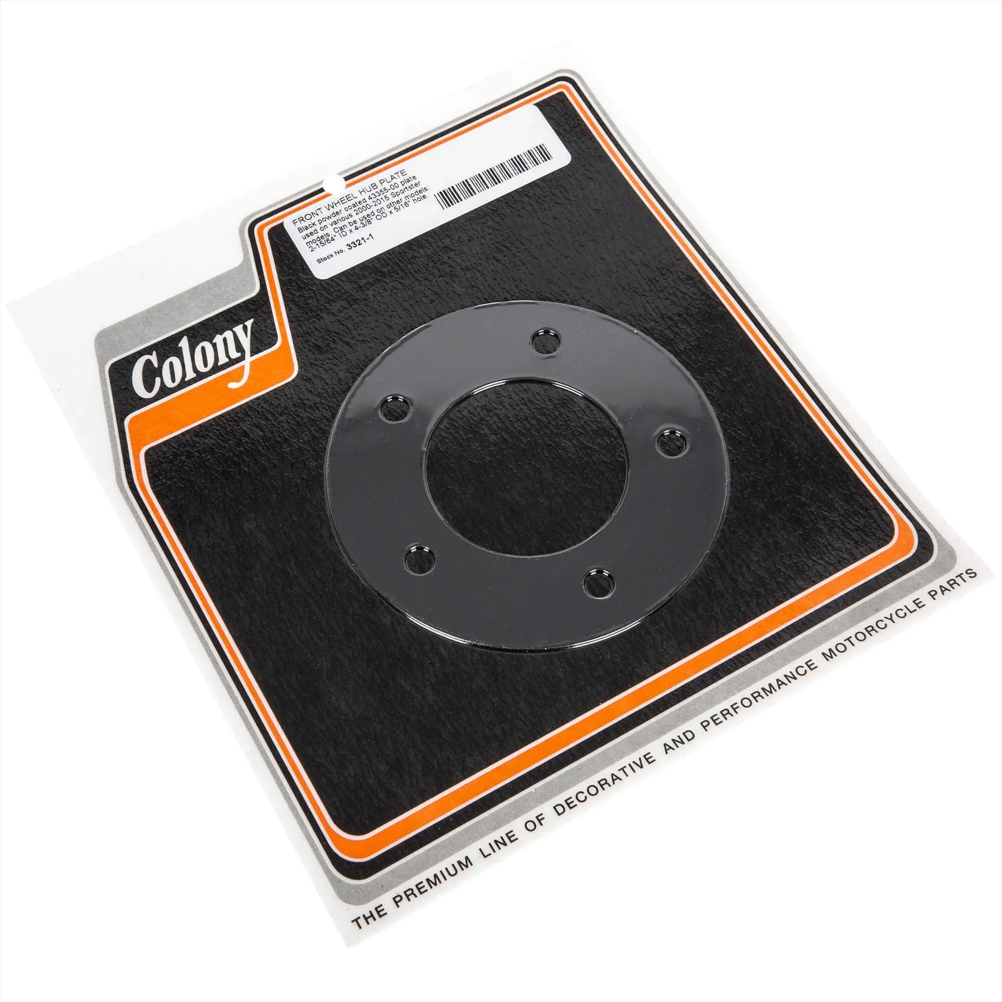 Colony #3321-1 Front Wheel Hub Plate 2000 - 2015 Harley-Davidson Sportster XL - Black