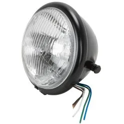 Cycle Standard 5-3/4 Inch Diameter Diamond Black Side Mount Halogen Headlight - Clear Lens