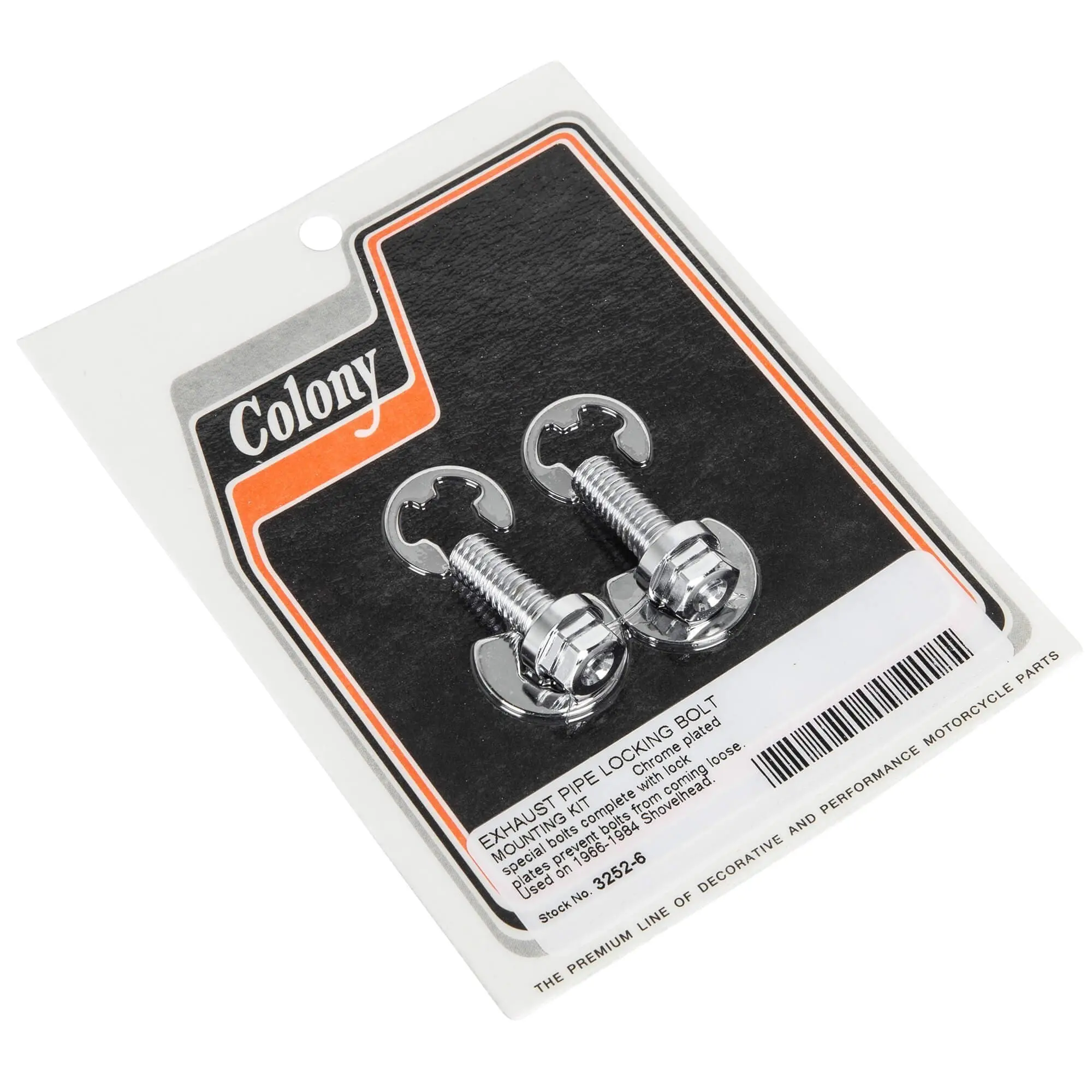 Colony #3252-6 Locking Exhaust Pipe Bolt Kit 1966-84 Harley-Davidson Shovelhead