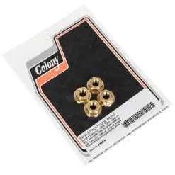 Colony #3366-4 Brass Exhaust Port Nuts Harley-Davidson 1986-Up XL 1984-99 Big Twins 1999-Up Twin Cam OEM# 7593