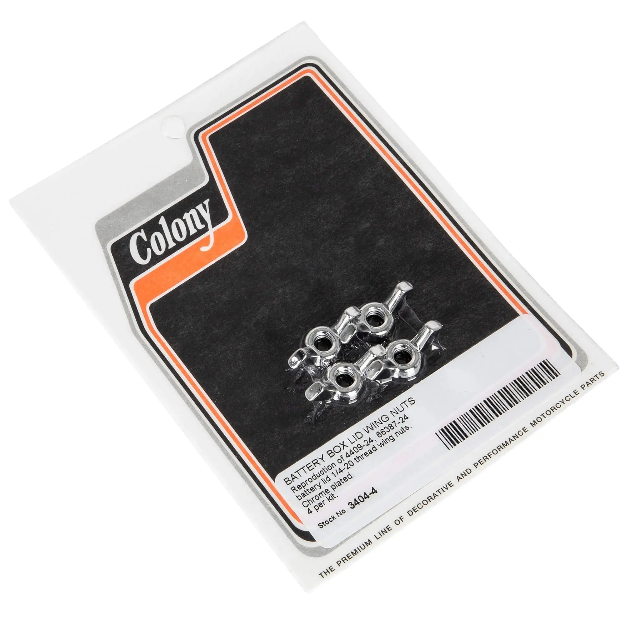 Colony #3404-4 Chrome Plated Battery Box Wing Nuts 1/4-20 OEM# 4409-24 66387-24