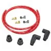 Lowbrow Customs 7mm Cloth 90 Degree Spark Plug Wire Sets - Red W/ Black And Yellow Tracers