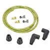 Lowbrow Customs 7mm Cloth 90 Degree Spark Plug Wire Sets - Green W/ Yellow Tracers