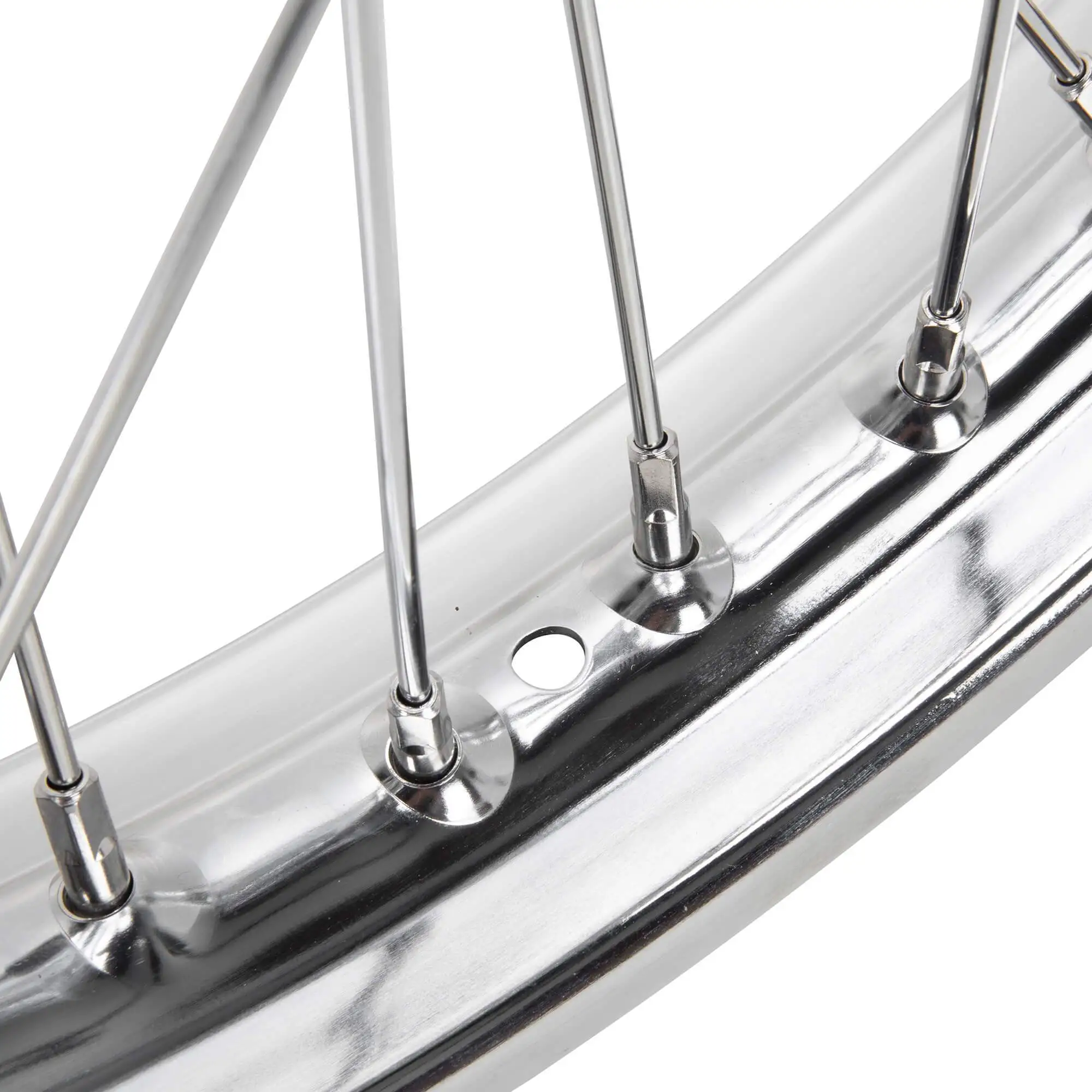 Lowbrow Customs Complete 21 Inch Ribbed Spool Hub Chopper Wheel - 3/4 Inch Bearings - Chrome - Image 6