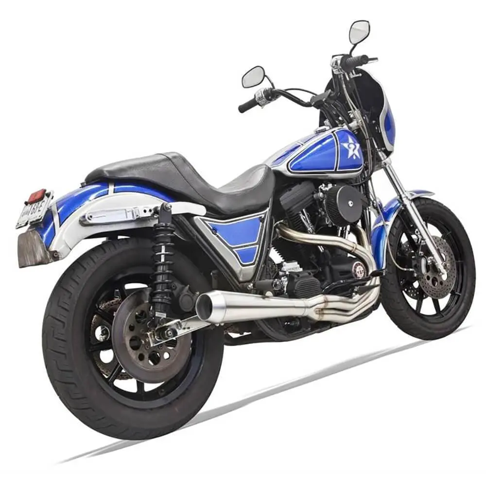 Bassani Xhaust Road Rage Short 2 Into 1 Exhaust System - Stainless - 1984-2000 Harley-Davidson FXR - Image 3