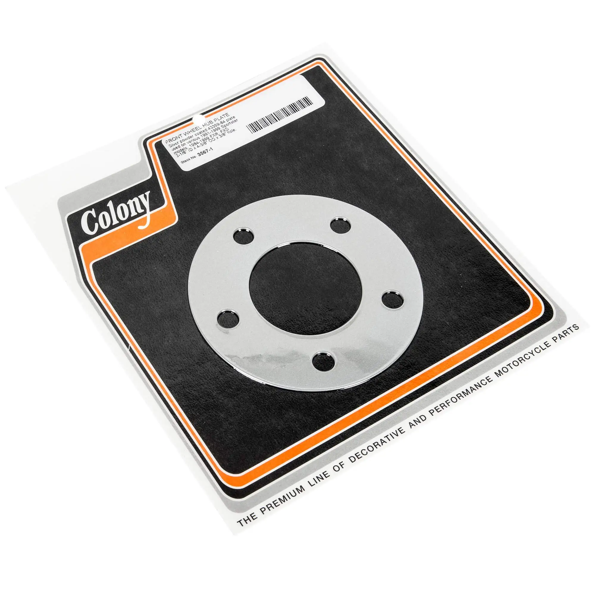 Colony #3567-1 Front Wheel Hub Plate - Silver - 1991-99 XL 1984-99 FXR