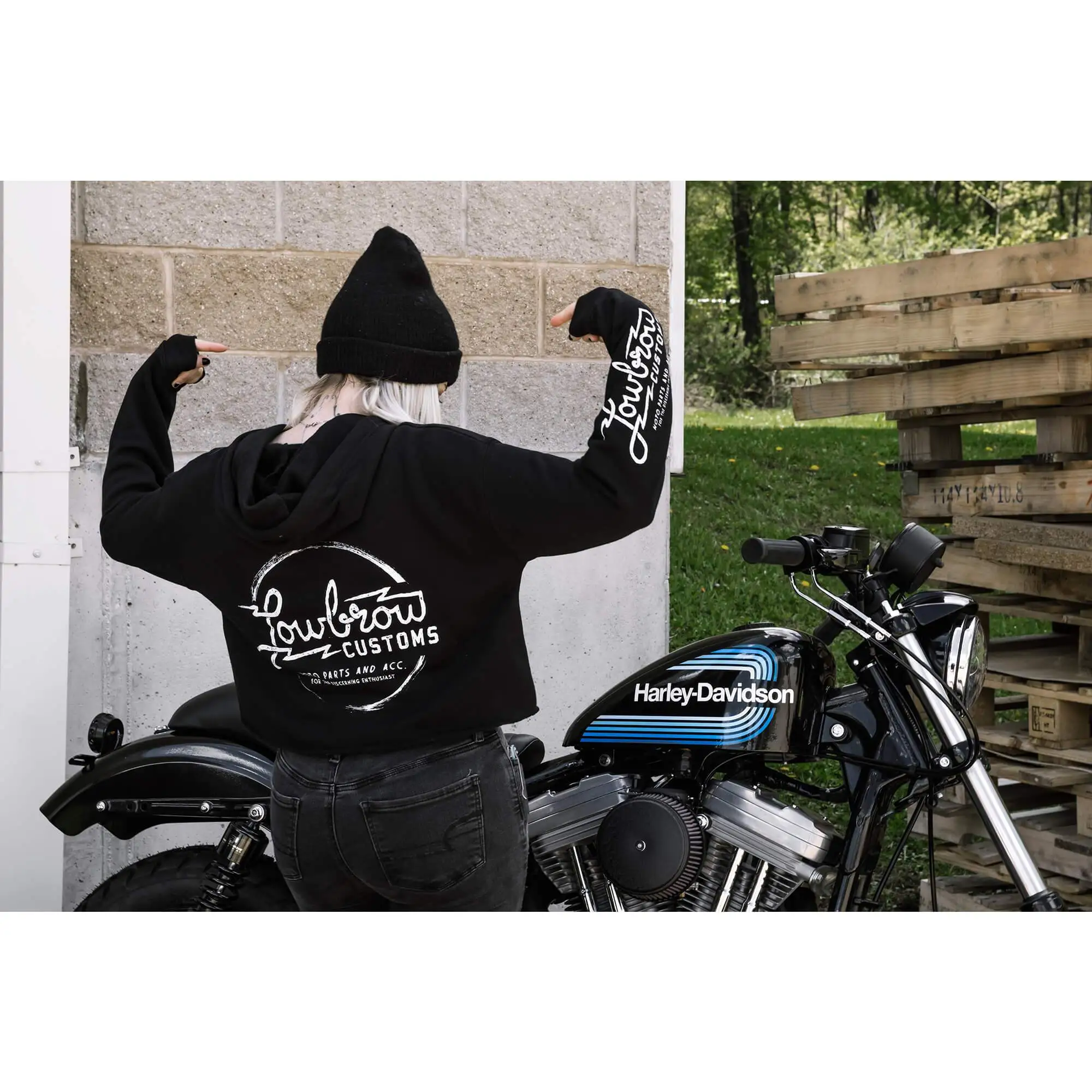 Lowbrow Customs Parts And Accessories Womens Cropped Hooded Sweatshirt - Image 8