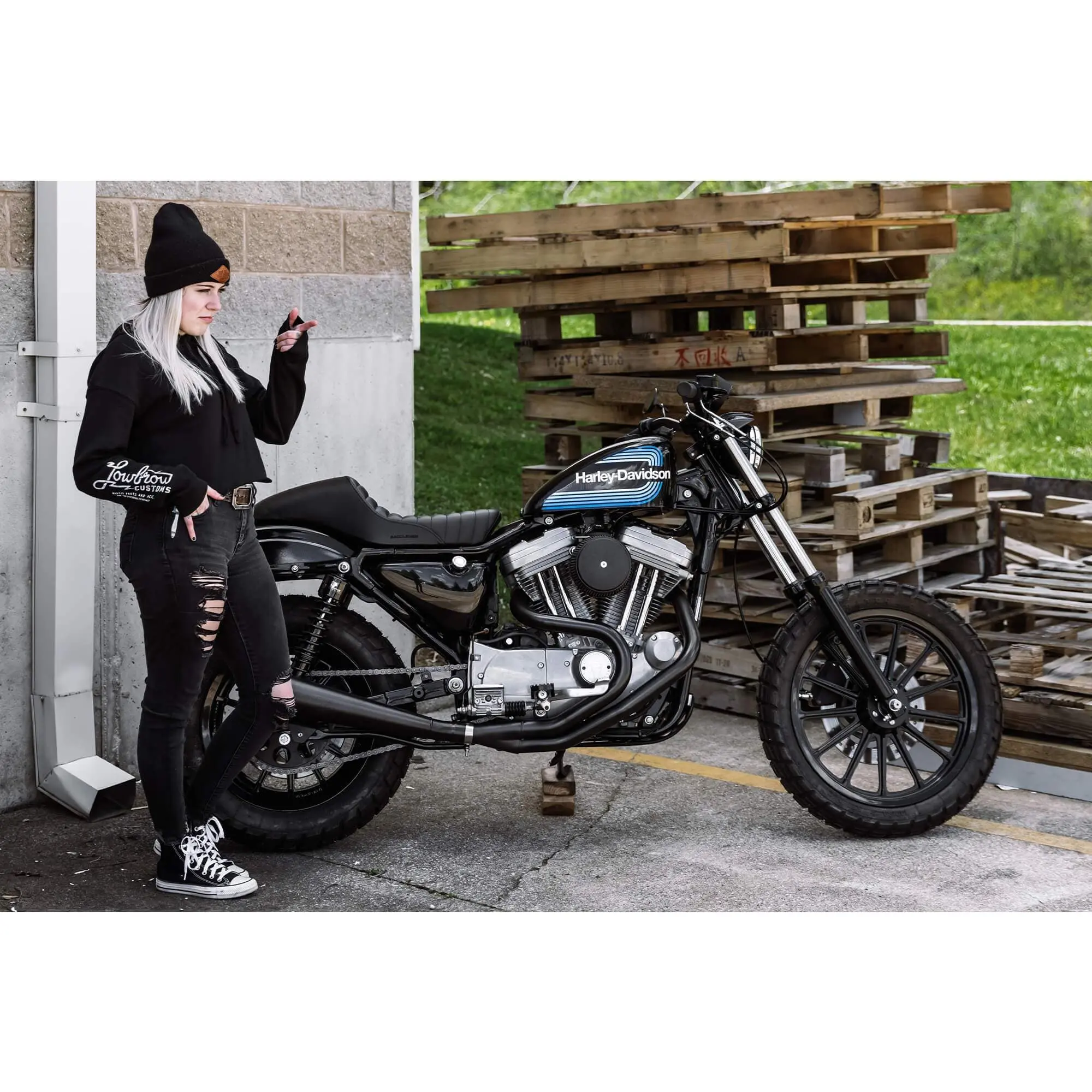 Lowbrow Customs Parts And Accessories Womens Cropped Hooded Sweatshirt - Image 9