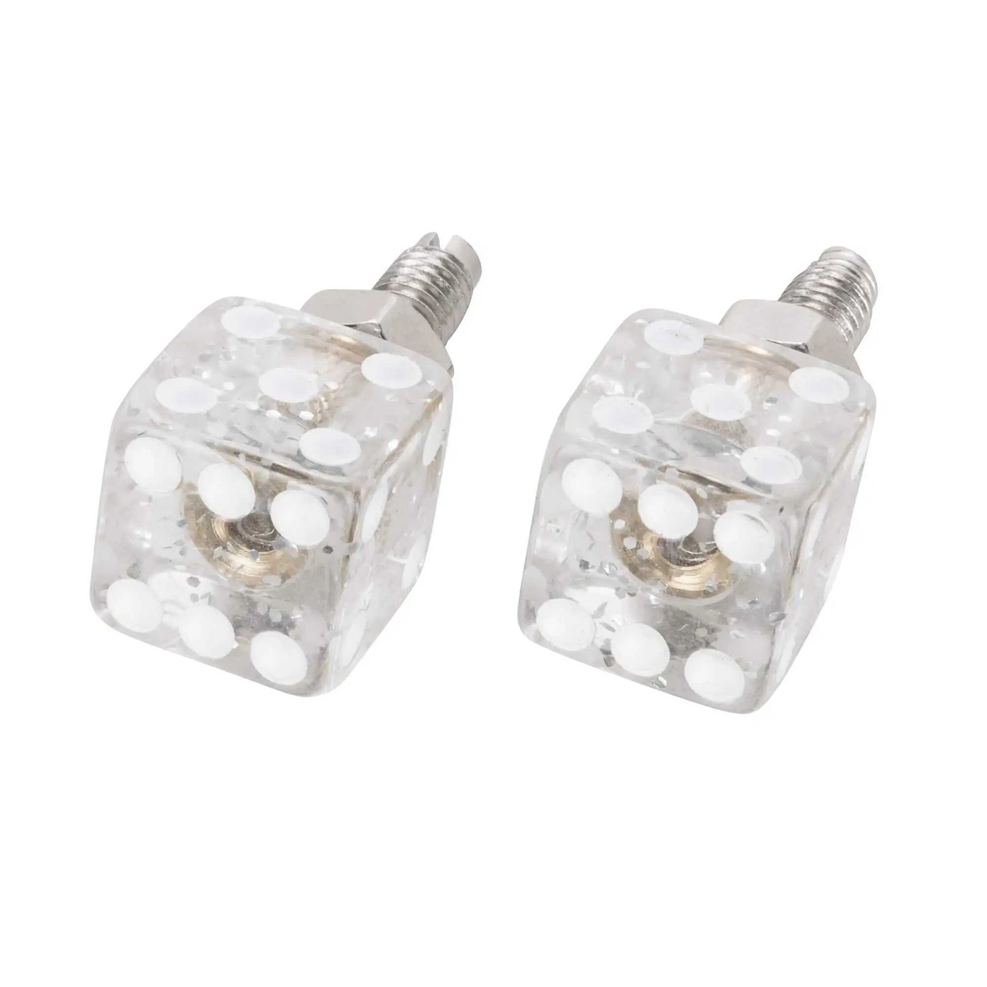 Mooneyes Glitter Dice License Plate Bolts - Clear