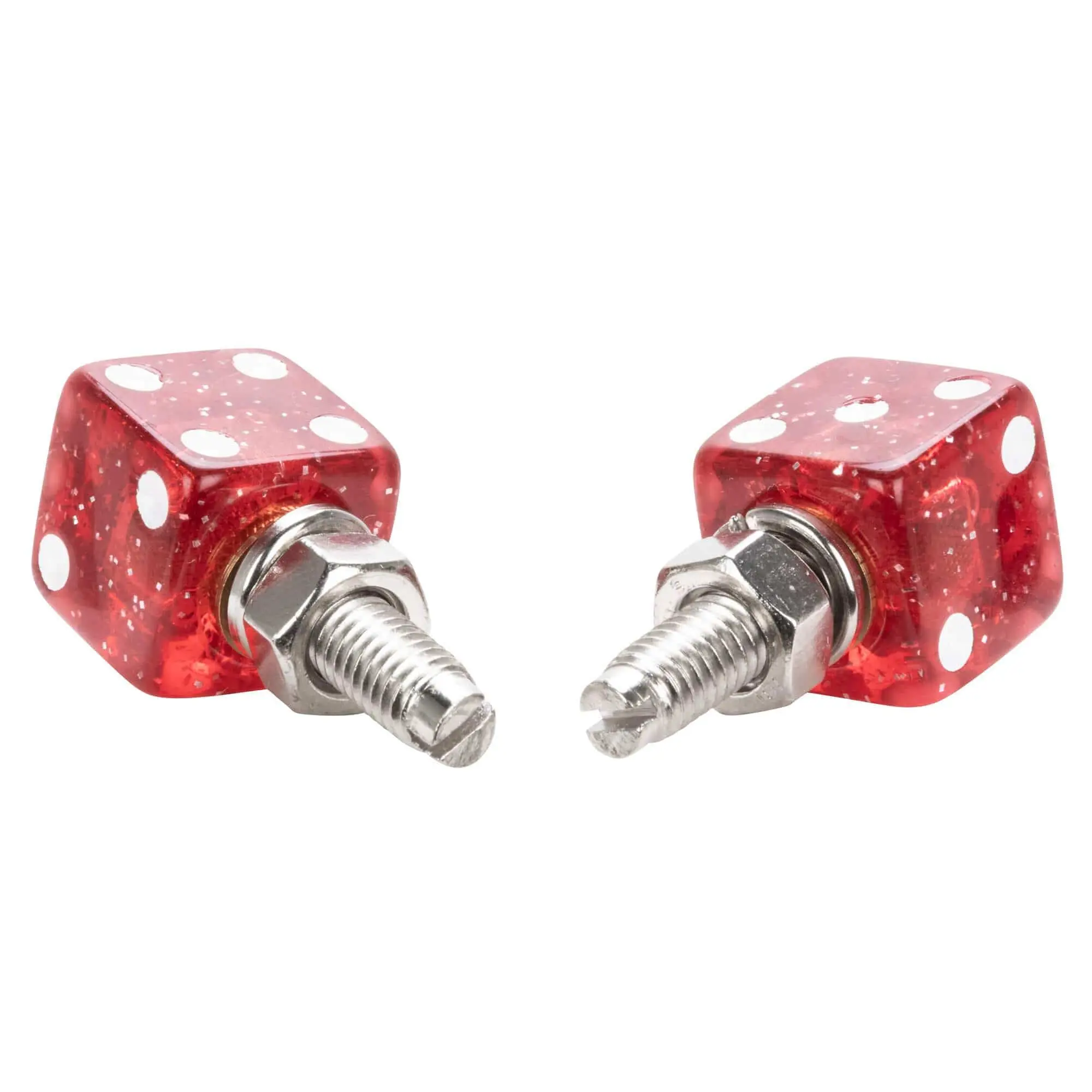 Mooneyes Glitter Dice License Plate Bolts - Red - Image 3