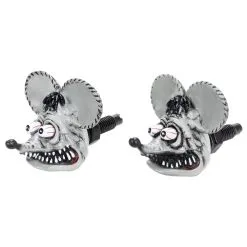 Mooneyes Rat Fink Head License Plate Bolts - Gray