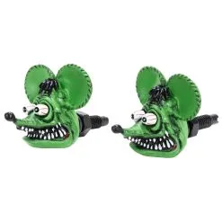 Mooneyes Rat Fink Head License Plate Bolts - Green