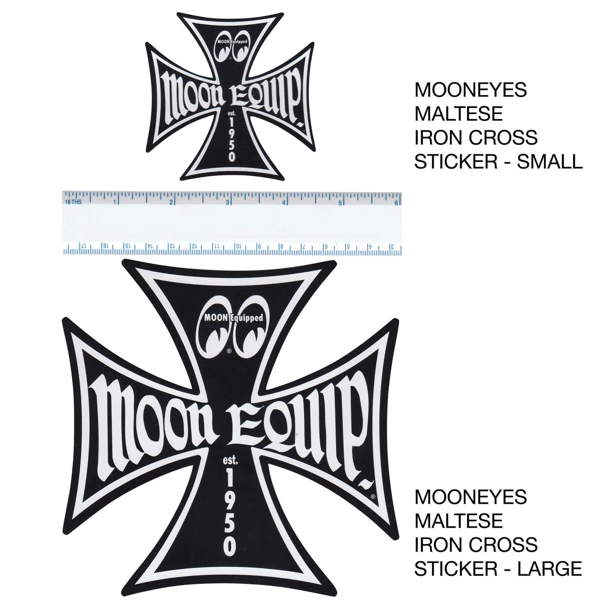 Mooneyes Maltese Iron Cross Sticker - Small - Black - Image 2
