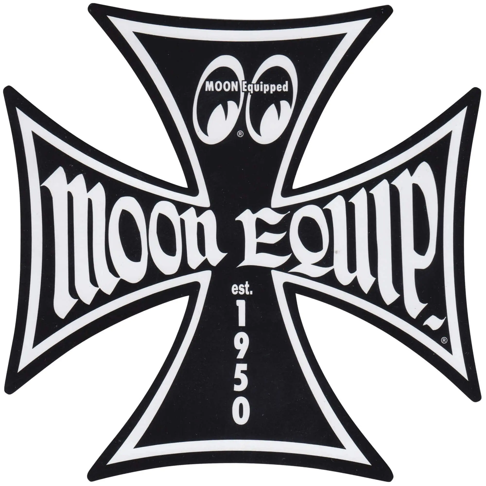 Mooneyes Maltese Iron Cross Sticker - Large - Black