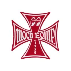 Mooneyes Maltese Iron Cross Sticker - Small - Red