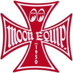 Mooneyes Maltese Iron Cross Sticker - Large - Red