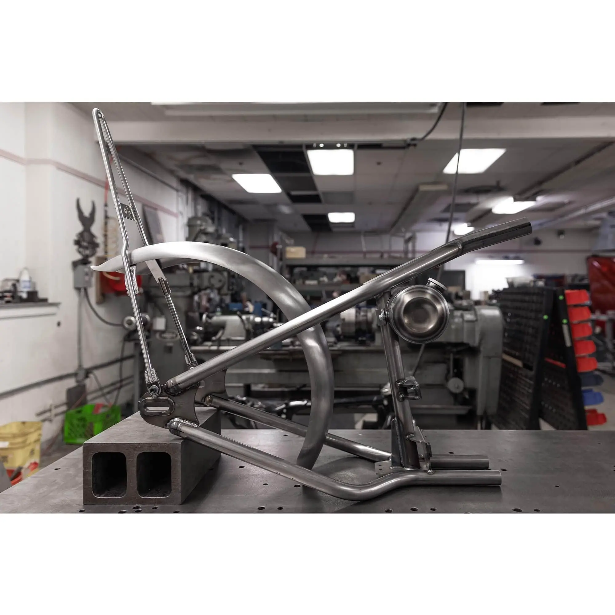 Dished Clamp-On Steel Motorcycle Oil Tank For Lowbrow Customs Harley Sportster Hardtails - Image 14