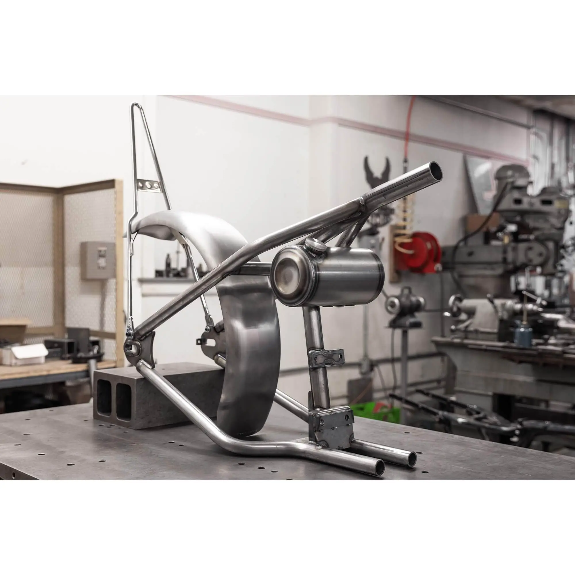 Dished Clamp-On Steel Motorcycle Oil Tank For Lowbrow Customs Harley Sportster Hardtails - Image 11