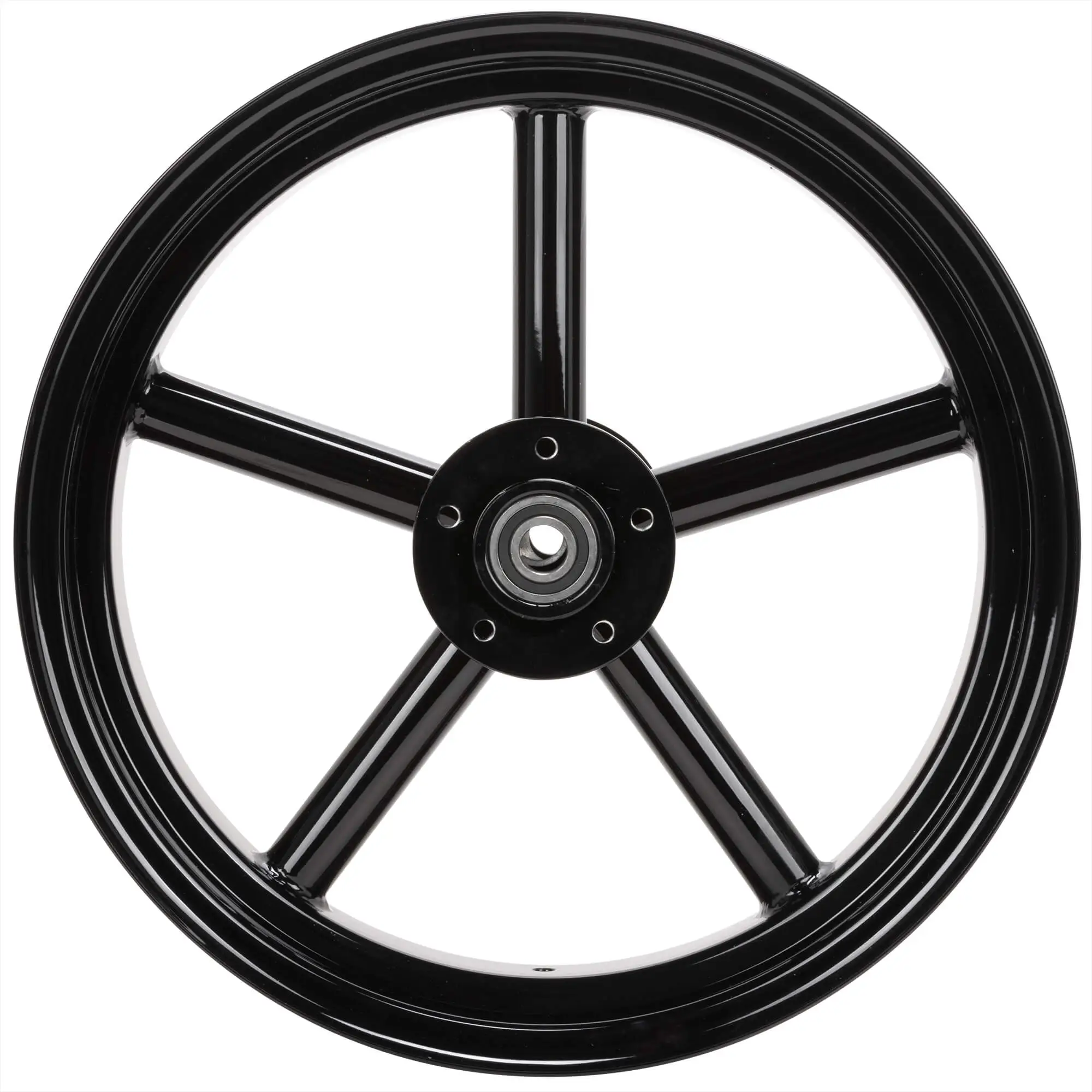 Led Sled Customs Round Spoke Invader 16 X 3.5 Dual Flange Rear Wheel - Gloss Black - Image 2